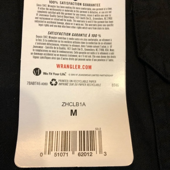 New Wrangler Mens Black Long Sleeve Button Up - Picture 2 of 3